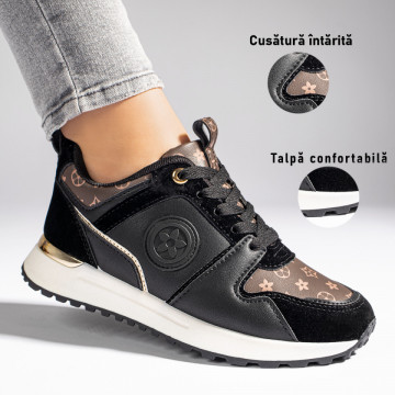 Pantofi sport dama cu siret negri MOD11115, 3, modlet.ro