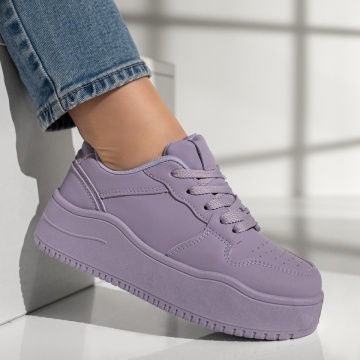Pantofi sport dama cu siret si talpa groasa mov MOD12996, 3, modlet.ro