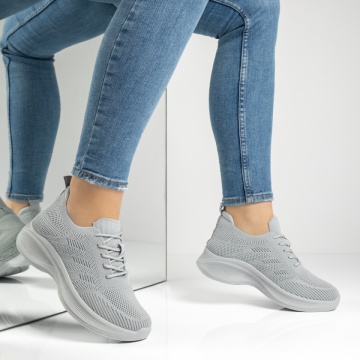Pantofi sport dama cu talpa groasa gri MOD13235, 4, modlet.ro