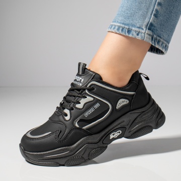 Pantofi sport dama cu talpa groasa negri MOD11786, 3, modlet.ro