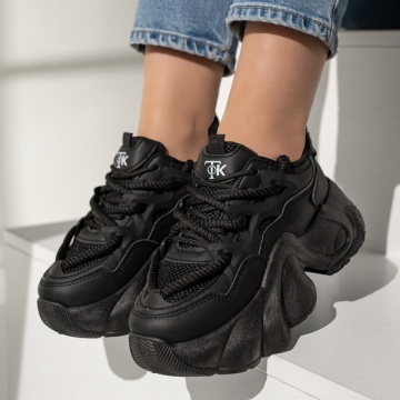 Pantofi sport dama cu talpa groasa negri MOD12978, 3, modlet.ro