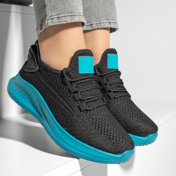 Pantofi sport dama cu talpa groasa negru cu albastru deschis MOD13184, 3, modlet.ro