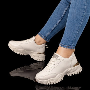 Pantofi sport dama cu talpa groasa si strasuri bej MOD09794, 3, modlet.ro