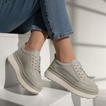 Pantofi sport dama gri din Piele naturala MOD12973, 3, modlet.ro