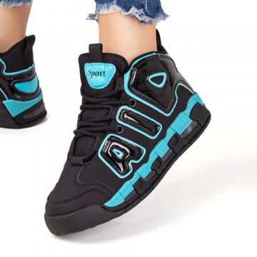 Pantofi sport negri cu albastru MOD07809, 2, modlet.ro