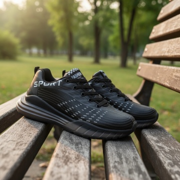 Pantofi sport negru cu alb unisex cu siret MOD06743, 2, modlet.ro