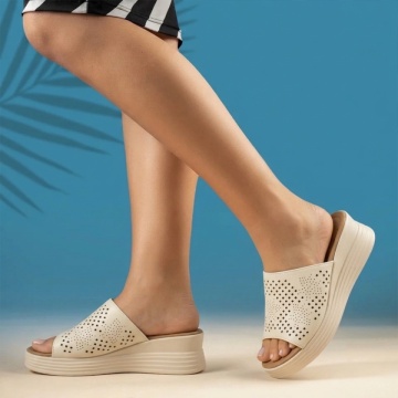 Papuci casual dama cu platforma bej ZOE19, 2, modlet.ro