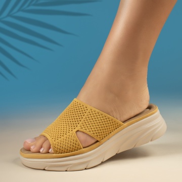 Papuci casual dama cu platforma galbeni MOD13842, 2, modlet.ro