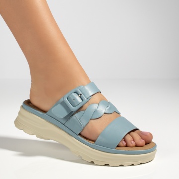 Papuci casual dama cu talpa groasa si bareta albastri MOD13363, 1, modlet.ro