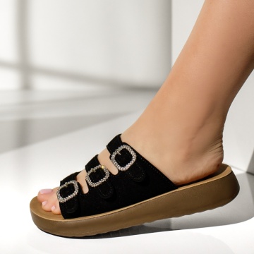 CUPON, Papuci casual dama cu talpa joasa negru suede MIA11, modlet.ro