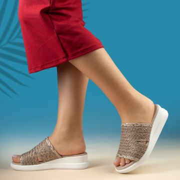 Papuci dama casual gri din Piele naturala MOD13776, 3, modlet.ro