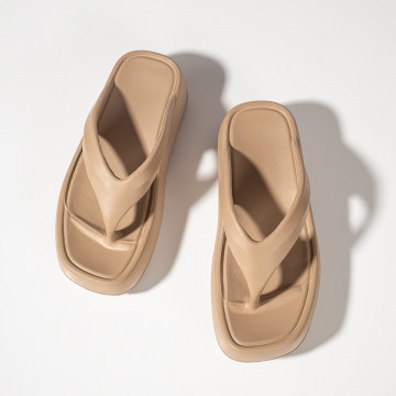 Papuci dama cu talpa groasa khaki MOD11482, 3, modlet.ro