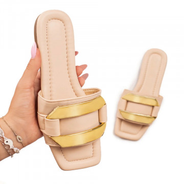 Papuci dama cu talpa joasa bej MOD05492, 3, modlet.ro