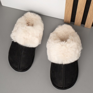 Papuci dama de casa negru suede MOD14120