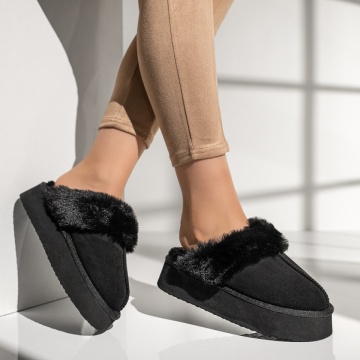 Papuci dama tip UG negru suede ZEF12612, 4, zeforia.ro