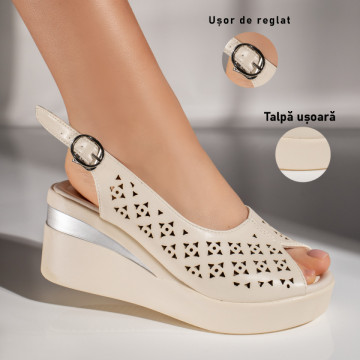 Sandale bej dama cu platforma MOD11301, 3, modlet.ro