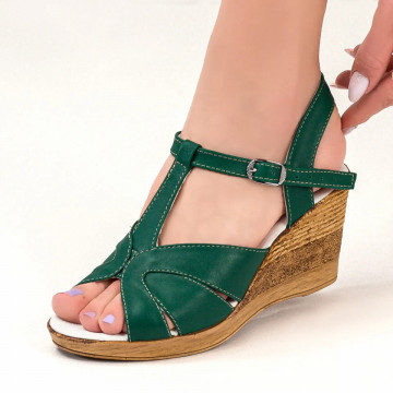 Sandale cu platforma dama verzi din Piele naturala MOD04572, 2, modlet.ro