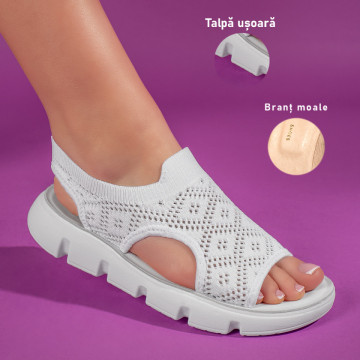 Sandale dama albe cu talpa joasa DORA12, 3, modlet.ro