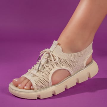Sandale dama, Sandale dama bej cu talpa joasa DORA14, modlet.ro