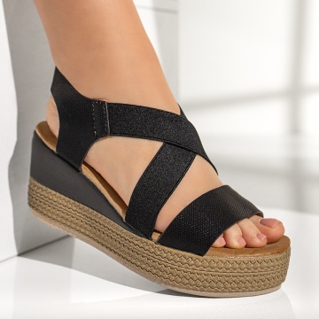 Sandale dama cu platforma negre DORA11, 4, modlet.ro
