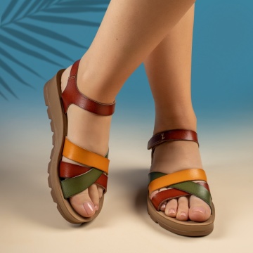 Sandale cu platforma, Sandale dama cu platforma si bareta maro MOD13685, modlet.ro