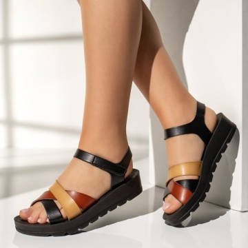 Sandale dama cu platforma si bareta negre MOD13685, 3, modlet.ro