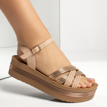 Sandale dama cu platforma si bareta roz deschis MOD13692, 4, modlet.ro