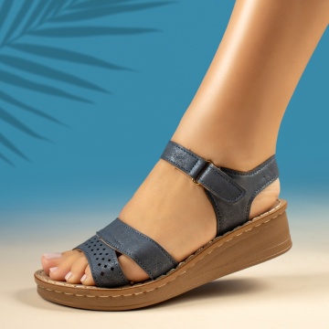 Sandale dama cu platforma si inchidere cu scai albastre MOD13903, 3, modlet.ro