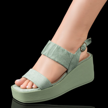 Sandale dama cu platforma verde suede MOD04011, 2, modlet.ro
