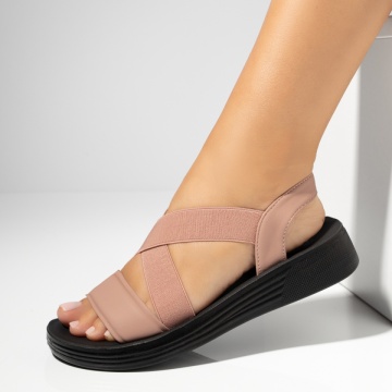 Sandale dama cu talpa groasa si barete elastice roz MOD13910, 1, modlet.ro