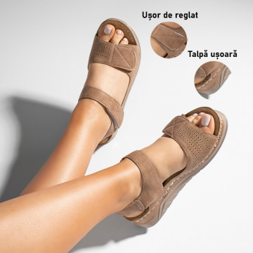 Sandale dama cu talpa groasa si inchidere cu scai roz MOD11453, 3, modlet.ro