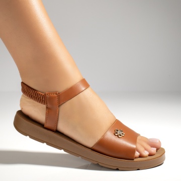 Sandale dama cu talpa joasa si bareta elastica maro EMA28, 3, modlet.ro