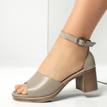 Sandale dama cu toc gros si bareta gri din Piele naturala ZEF13616, 2, zeforia.ro