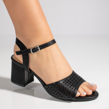 Sandale dama cu toc si bareta negre MOD08811, 4, modlet.ro