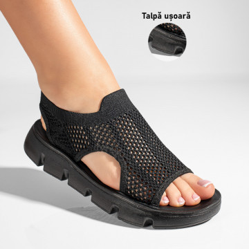 Sandale dama negre cu talpa joasa DORA13, 3, modlet.ro