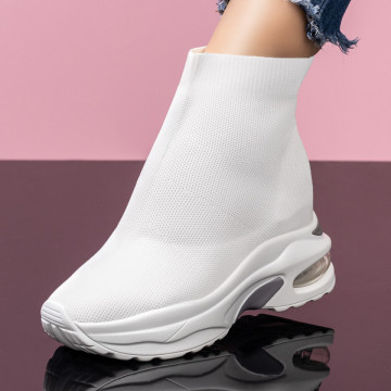 Sneakers dama albi din material textil MOD01732, 4, modlet.ro
