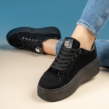 Sneakers dama cu siret negru suede MOD13448, 2, modlet.ro