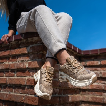 Sneakers dama cu talpa groasa khaki MOD13946, 1, modlet.ro