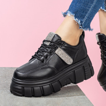 Sneakers dama cu talpa groasa negri MOD08015, 3, modlet.ro