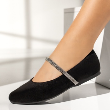 Balerini dama cu bareta si strasuri negru suede MOD13714, 2, modlet.ro