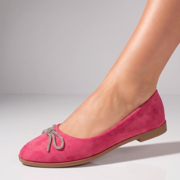 Balerini si Mocasini Dama, Balerini dama cu fundita roz suede MOD11529, modlet.ro