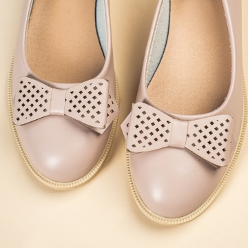 Balerini dama cu talpa joasa si fundita bej MOD11661, 2, modlet.ro