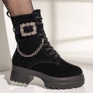Bocanci dama cu accesoriu detasabil si fermoar negru suede MOD12631, 3, modlet.ro