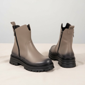 Bocanci dama cu fermoar bej din Piele naturala MOD10459, 2, modlet.ro