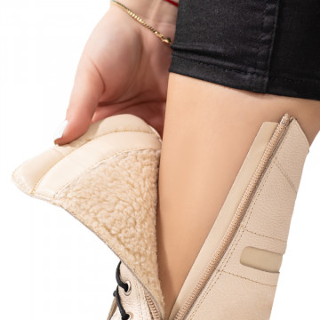 Bocanci dama cu siret bej din Piele naturala MOD09642, 4, modlet.ro