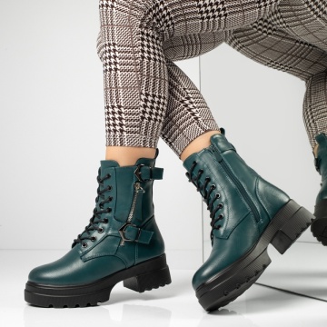 Bocanci dama cu siret si catarama verzi MOD12627, 3, modlet.ro