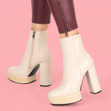 Botine dama bej cu platforma si toc inalt MOD07680, 2, modlet.ro