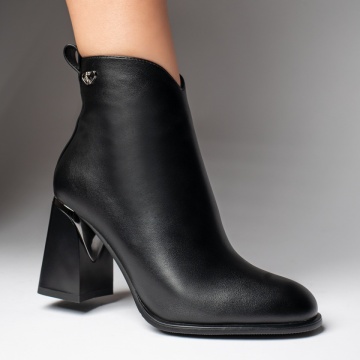 Botine dama cu toc gros negre MOD12389, 3, modlet.ro