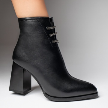 Botine dama cu toc gros si strasuri negre MOD12380, 3, modlet.ro