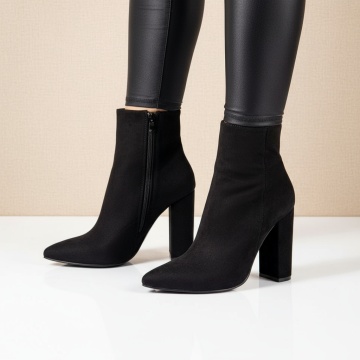 Botine dama, Botine dama cu toc negre suede MOD10816, modlet.ro